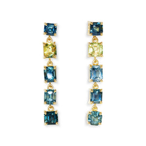 18KT MULTI-COLOR SAPPHIRE DANGLE EARRINGS