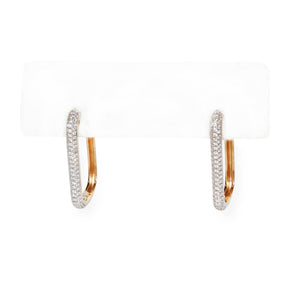 14KT YELLOW GOLD RECTANGULAR DIAMOND HOOPS