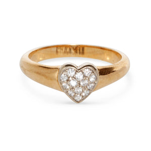 14KT YELLOW GOLD & DIAMOND HEART RING