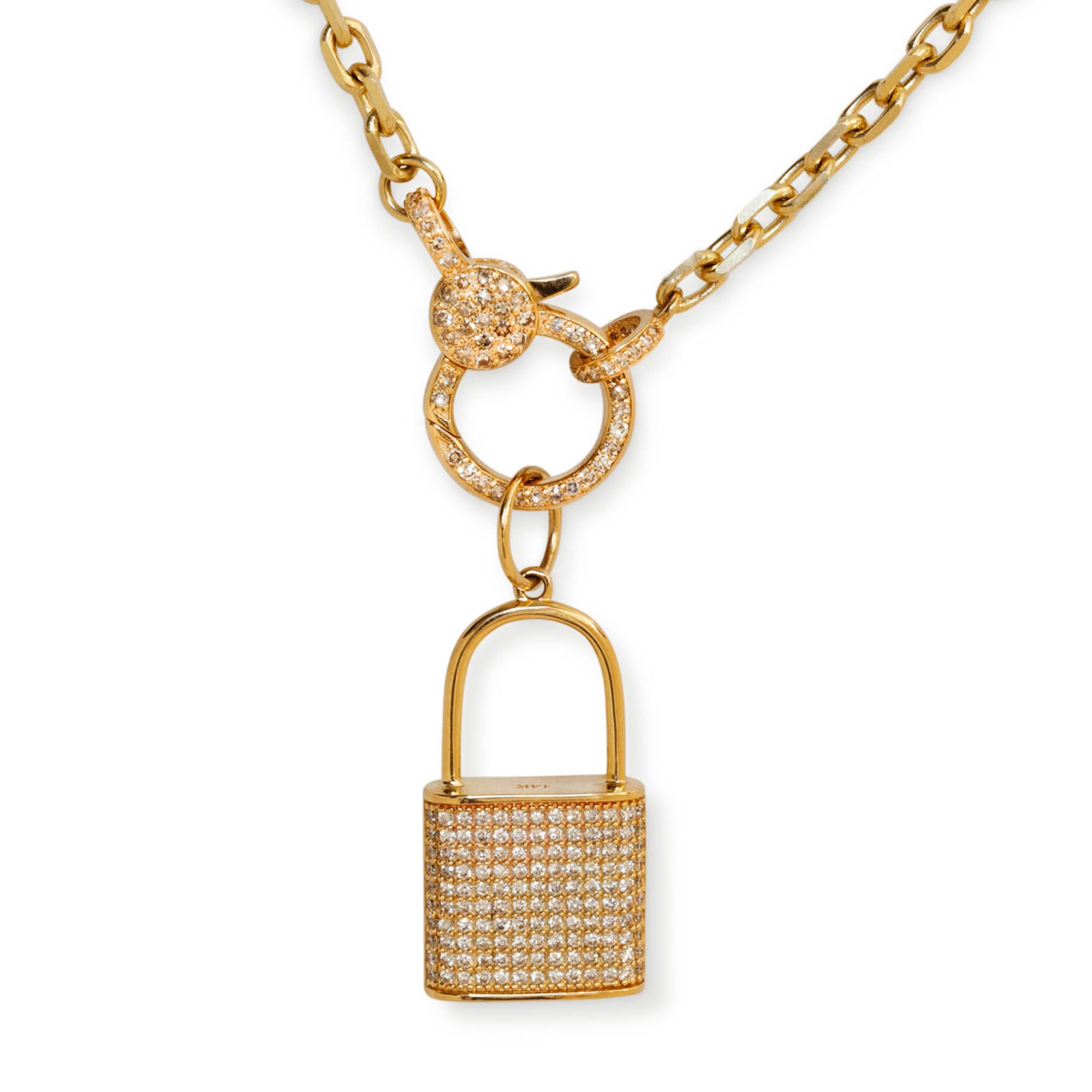14k Gold Filled Starburst Padlock Pendant Necklace Padlock 